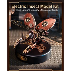 ROKR 3D Puzzles for Adults Electric Insect Metal Model Building Kit Desk Toys Hobby Kit for Adults Gift for Teens (Rhinoceros Beetle)