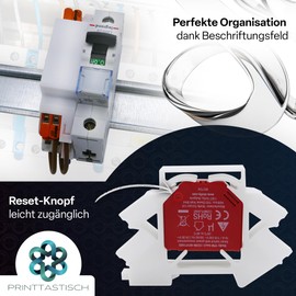 Printtastisch Shelly DIN Rail Holder + 2 x 2 Extensions for 29 Shelly Relays: Plus 1, 1 Mini Gen3, Plus 1PM, 1PM Mini Gen3, Plus 2PM, 2.5, RGBW 2, PM Gen3, DIN Rail Holder, Electrical Installation