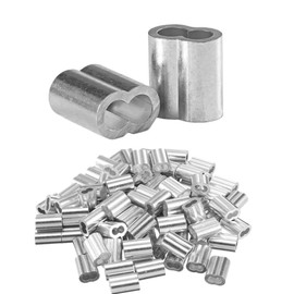 Loopunk Wire Rope Sleeves, Wire Crimping Hardware, Aluminum Sleeve, 0.08 inch (2 mm) Octagonal, Aluminum Clamp Tube, Aluminum Alloy for Wire Ropes, Crimping Machine Fixing, Set of 100, Aluminum Crimp