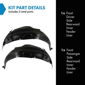 TRQ TRQ Front Inner Fender Liner Set Compatible with 2008-2022 Toyota Sequoia 2007-2013 Tundra TO1248145 TO1249145