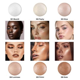 Baked Highlighter Powder Sheer Pearl Shimmer Shades for Face Highlighter Makeup Brighten Up (304-Luminoso)
