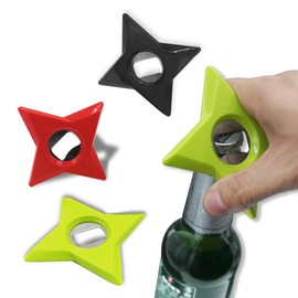 RADIXIUM Ninja Star Bottle Opener - Magnetic Fridge Opener with Ninja Shuriken Design, Durable Metal Tool for Home, Kitchen, or Bar Accessories 3Pack