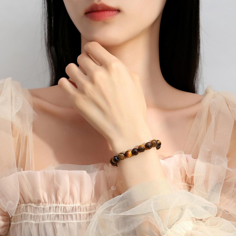 Sahoottie Tiger Eye Bracelet Tigers Eye Crystal Bracelets 8mm Bead