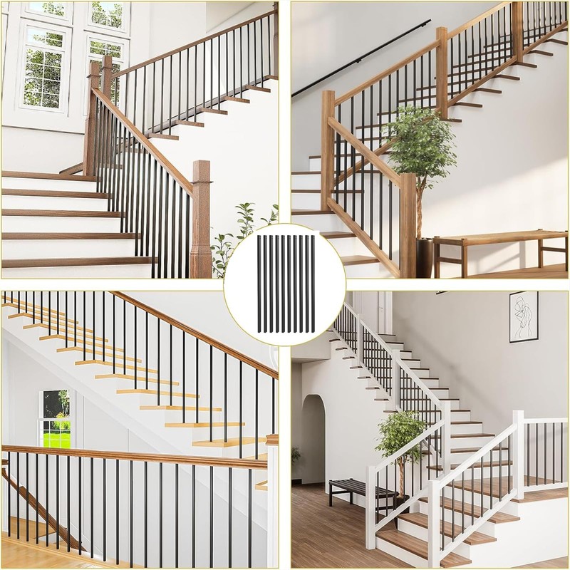 SCARIU 26 Pack Deck Balusters 36”Thicker Rectangle Staircase Baluster Black