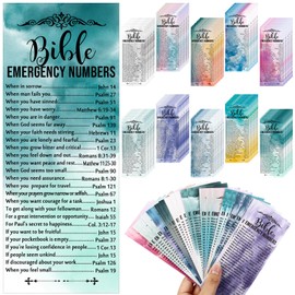 Motiskyy 100 Pcs Christian Bible Verse Emergency Numbers Bookmark Christian Church Gift 2.36 x 6'' Religious Books of The Bible Bookmark for Women Men Catholic Retreat Sunday School(Colorful)