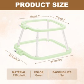 PATIKIL 7.1" x 6.7" Square Embroidery Hoop Stand, Adjustable ABS Plastic Cross Stitch Stand Hands-Free 2-Tier Embroidery Hoop Holder Punch Needle Frame for Sewing Arts Needlework, Green