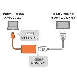 Sanwa Supply USB-C VU3HD1 USB 3.0 to HDMI Display Adapter (1080P Compatible)