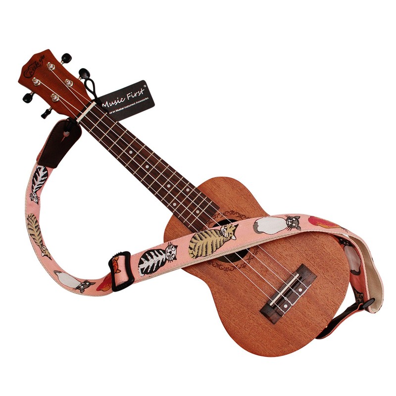 MUSICFIRST® "MISS CAT" Soft Cotton Ukulele Strap Ukulele Shoulder Strap