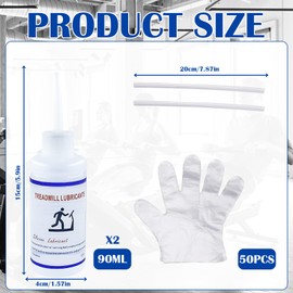 Treadmill Oil 180 ml, Easy to Apply Treadmill Oil, for Treadmill and Sports Equipment, for Gears, Hinges and Pulleys, Forms a Durable Protective Layer, 20 cm Long Tubes x 2 + 50 Gloves