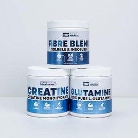 Fibre Blend, Creatine Monohydrate & L-Glutamine – Soluble & Insoluble Fibre (240g, 30 Servings), Bulk Creatine Monohydrate Powder (250g, 50 Servings), Pure L-Glutamine Powder