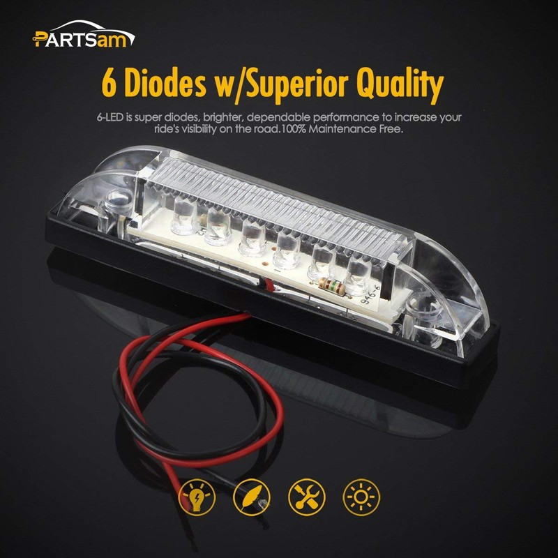 Partsam 6Pcs 4 Inch Marine Boat RV Slim Line Clear