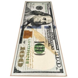 HUAHOO - Alfombra de dinero de 100 dólares para sala de estar, cocina, lavadero, recámara, baño (22 x 53 pulgadas)