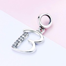 Lovans Sterling Silver DIY Charm Letter Initial A-Z Alphabet Dangle Beads Original Customization Bracelets Gifts