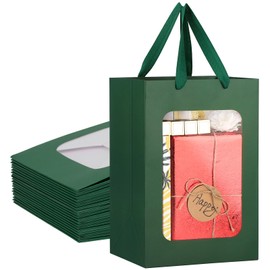 EUSOAR Window Gift Bags, 20pcs 7.9"x6.3"x11.8" Clear Gift Bags, Thank You Shopping Boutiques Retail Stores Bag Flower Wrapping Birthday Wedding Bag for Corporate Events Bridal Party Favor Festival