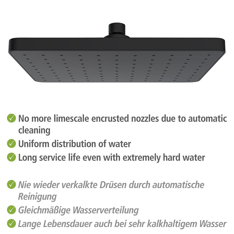 WENKO Automatic Clean Rain Shower Head, Anti-limescale Function, Square Shower