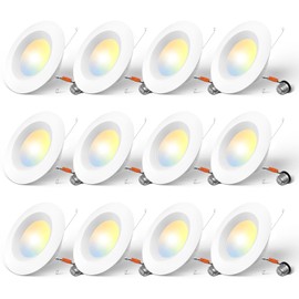 Amico 5/6 inch 5CCT LED Recessed Lighting 12 Pack, Dimmable, Damp Rated, 12.5W=100W, Can Lights with Baffle Trim, Retrofit Installation, ETL&FCC, White