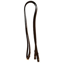 Half Rubber Leather Show Reins (Brown, Pony 1/2")