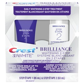 Crest 3D White Brilliance Toothpaste and Whitening Gel 2 Step System - 85 ml and 63 ml Tubes, packaging may vary