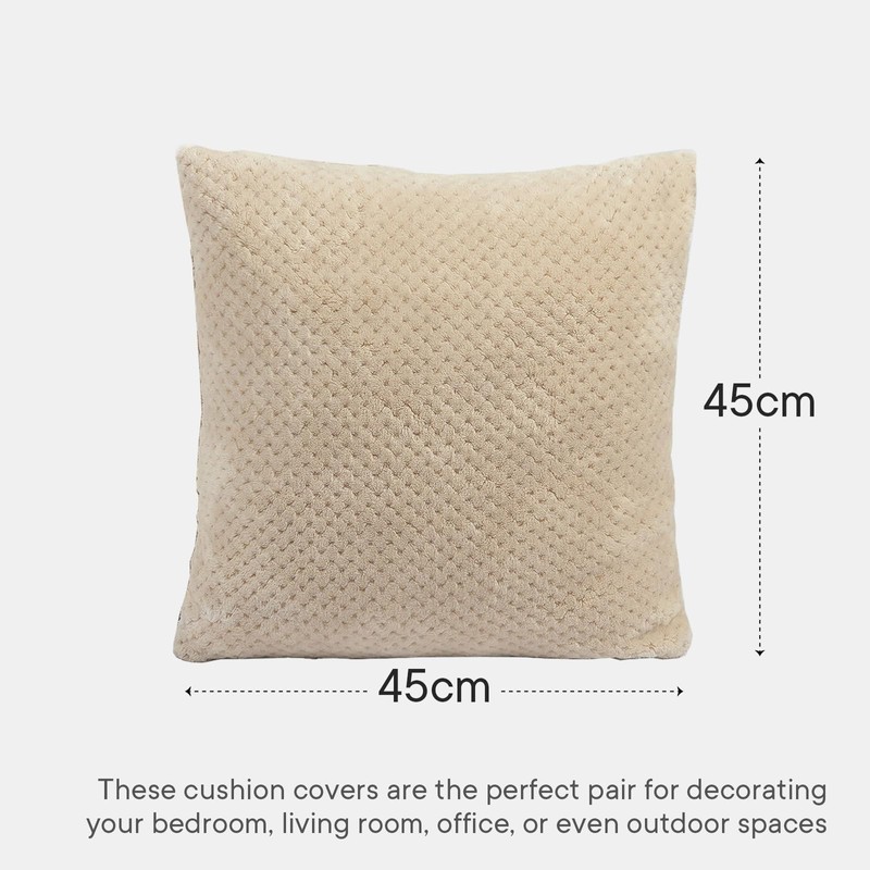 Brentfords Waffle Fleece Cushion Covers Set of 2 Plush Scatter