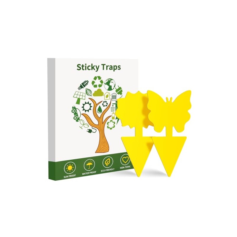 100 Pack Yellow Sticky Fly Traps for Indoor and Outdoor