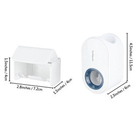 Toothbrush Holder Wall Mounted with Cover for Bathroom, 2 Slots Toothbrush Storage Organizer for Shower, Self Adhesive Toothbrush Hanger with Automatic Toothpaste Squeezer Dispenser