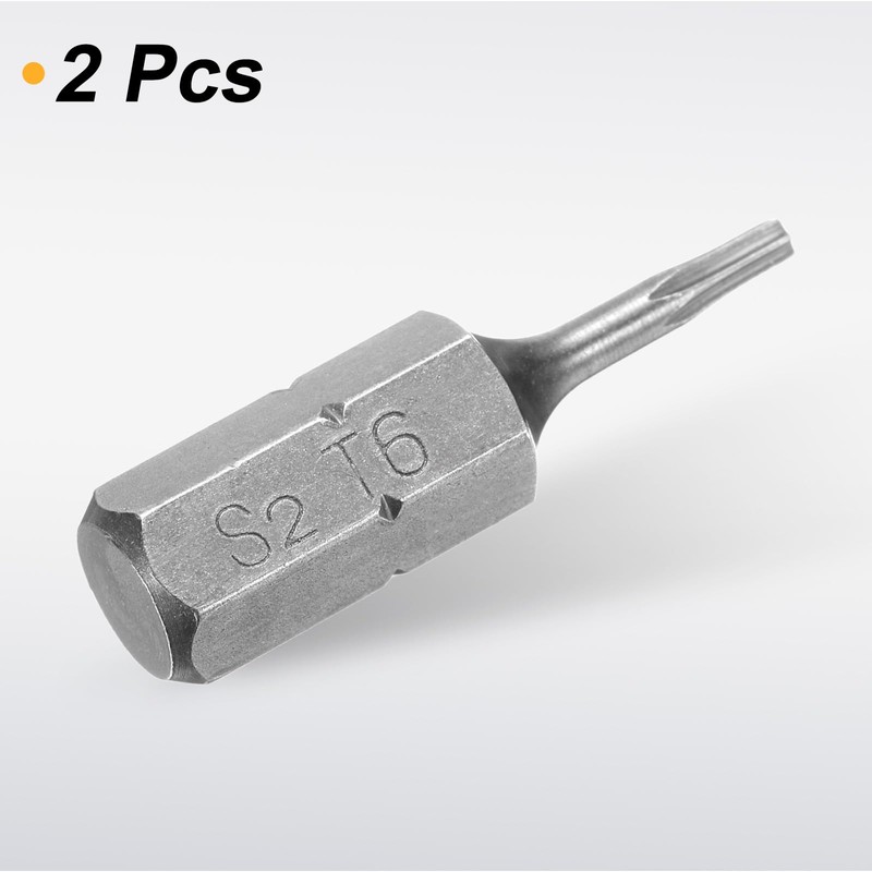 HARFINGTON 2pcs T6 Torx Screwdriver Bit 1/4" Hex Shank 25mm/1"