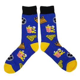 SockFly Movie Popcorn Dress Socks Funny Novelty Crazy Fun Design Men Size 8-12 Cotton Casual Crew Colorful Funky Fancy Socks Gift for Men