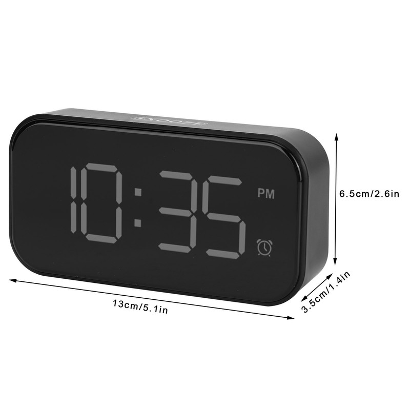 USB LED Digital Touch Alarm Clock 12/24H Portable Bedside Clock