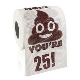 Happy 25th Birthday Gifts, 3-Ply Funny Toilet Paper Roll, Holy Poop You're 25 Printed Toilet Paper Gag Gift, Pranks & Surprises Bathroom Decor for Boys Son and Girls, Cheers to 25 Bday Party Supplies