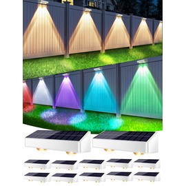 Brizled 12 Pack Outdoor Solar Fence Lights, 11 Modes & 9 Colors Color Changing Fence Solar Lights Waterproof IP65, 100 Lumens Landscape Deck Outdoor Lighting for Backyard Railing Wall Fence Poolside