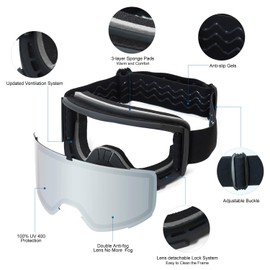 AVV OTG Ski Goggles for Men Women & Youth，Snow/Snowboard Goggles Anti Fog UV Protection