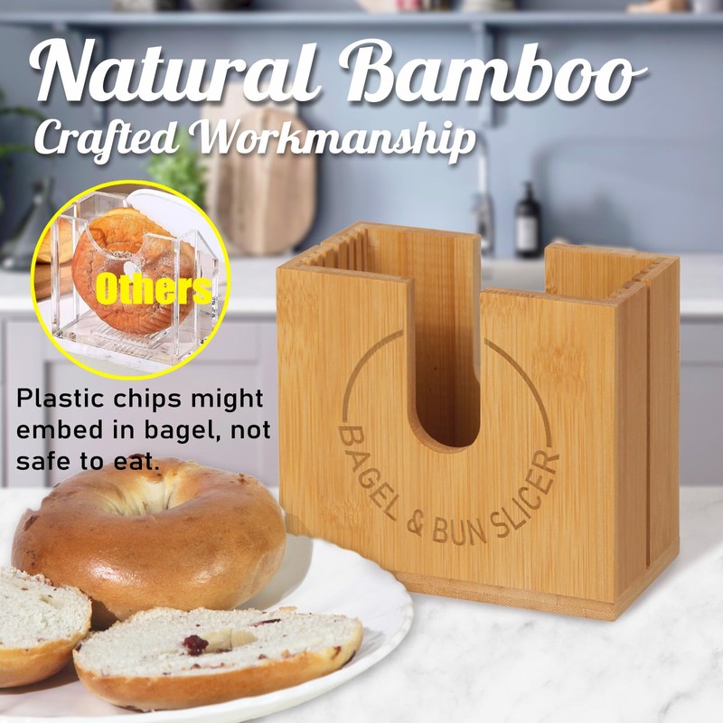 Large Adjustable Bagel Slicer Holder, Bagel Cutter for Small and