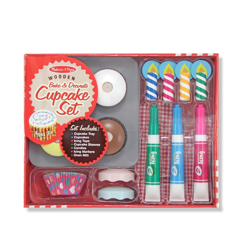 Melissa & Doug Bake & Decorate Wooden Cupcake Kit, with