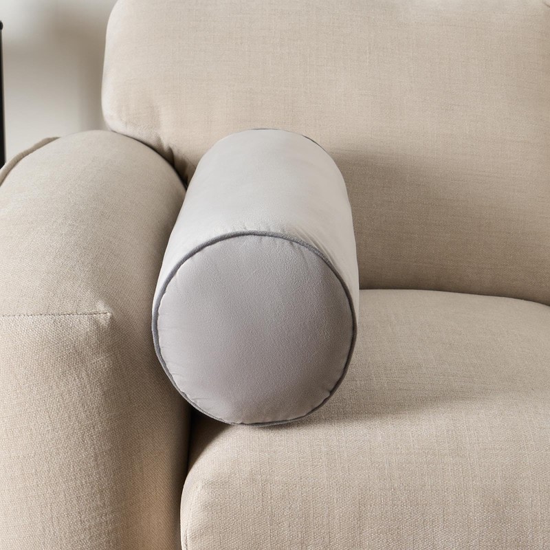 OHS Round Cushion Support Matte Velvet Bolster Cushion, Soft Comfy