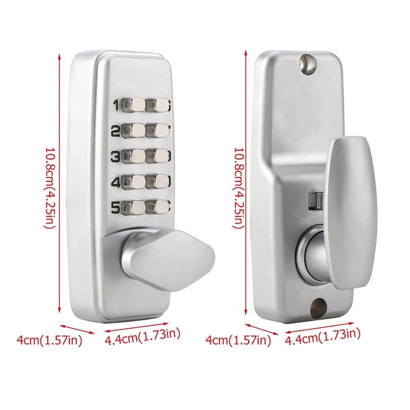 Mechanical Keyless Door Lock, 2-8 Digit Code Combination Entry Door