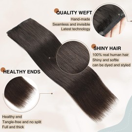 PINK SEVEN Clip in Hair Extensions Real Human Hair,16 Inch 110g 7pcs Remy Hair Extensions Clip ins for Women,Natural Human Hair Clip in Extensions