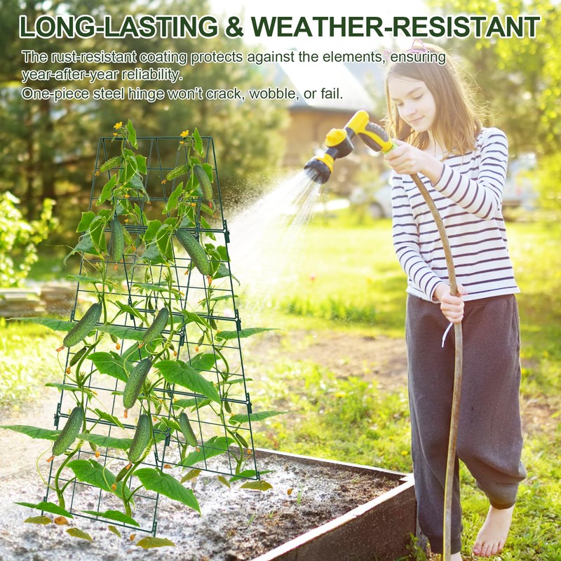 Heavy Duty 48"x16" Adjustable A-Frame Cucumber Trellis for Climbing Plants,iGreely