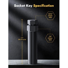 Large 6 Spline Lug Nuts Socket - Replacement for 6 Point Aftermarket Wheel Nuts Truck SUV Tool Key, Lock Removal Tool for 21 mm (13/16 Inch) & 22 mm (7/8 Inch) Hex Socket Wrench