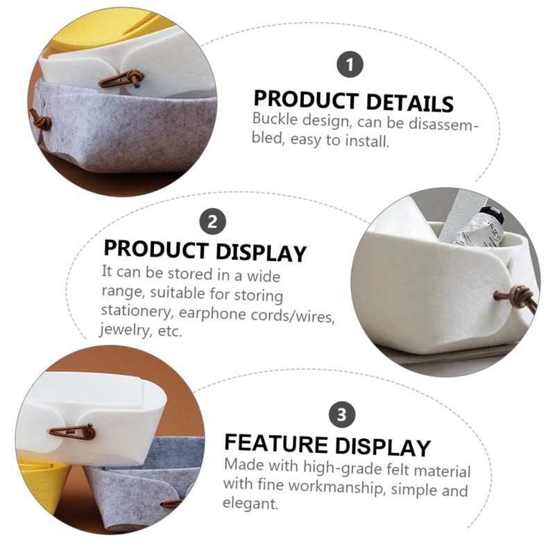 Housoutil 4pcs Felt Cosmetic Box Stackable Storage Boxes Compartment Storage