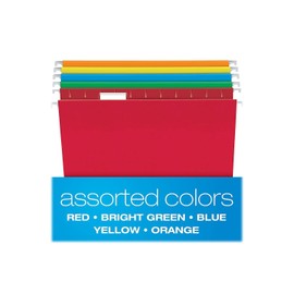 Pendaflex Hanging File Folders, Letter Size, Assorted Colors, 1/5-Cut Adjustable Tabs, 25 Per Box (81663)