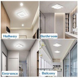 ANYTOP Square Modern Flush Mount Ceiling Light, 6000K LED Close to Ceiling Lamp for Living Room Bedroom Kitchen Garage Balcony Cloakroom Hallway Light Fixtures Cold White