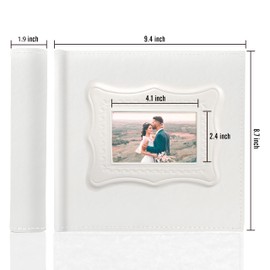 Holoary Photo Album 4x6, 200 Photos PU Leather Vintage Picture Album for Family Wedding Anniversary Baby Vacation (White)