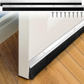 Frienda 2 Pcs Door Sweep for Bottom of Door Extra Door Brush Sweeps PP Hair Aluminum Alloy Sweep Seal Sliding Door Brush Seal Strip Easy Mount Weatherstrip Door Sweep for Replacement (1.5 x 36 Inch)