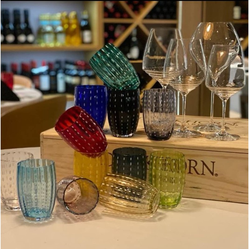 Zafferano Perle Glass Tumbler Transparent 11oz (Set of 2)