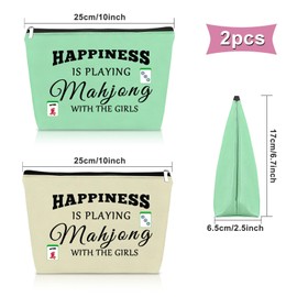 Sazuwu 2PCS Mahjong Gift Makeup Bag Gifts for Mahjong Players Mahjong Themed Gifts for Gambler Cosmetic Bag Mahjong Lover Gift Mahjong Happy Birthday Gifts for Grandma Mom Christmas Gifts
