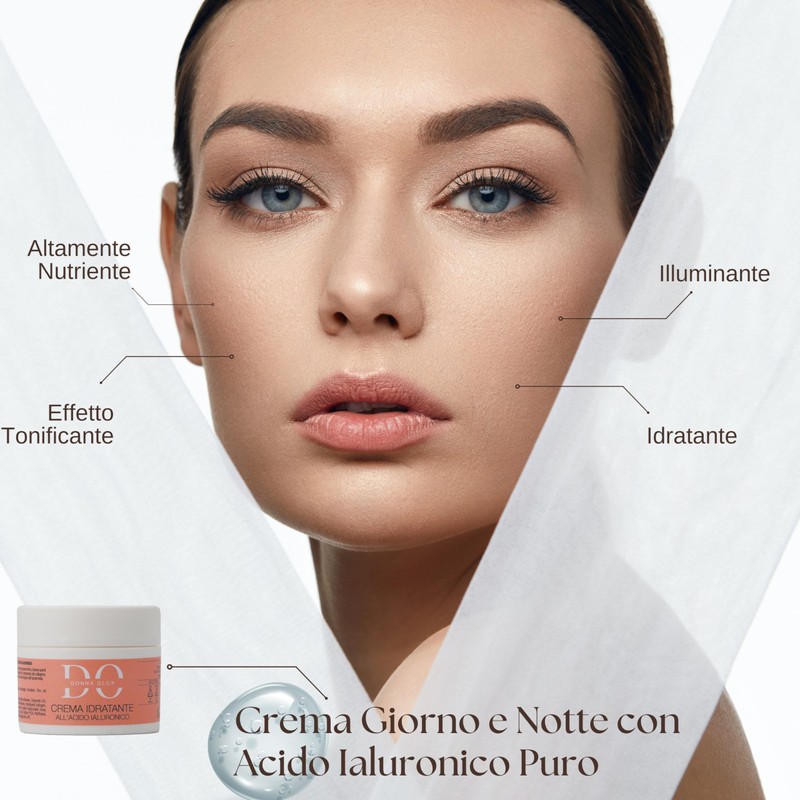 Donna Olga Gesichtscreme mit reiner Hyaluronsäure, 50 ml, feuchtigkeitsspendende Gesichtscreme,