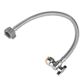 (Pack of 1) EFIELD 18-Inch Length 1/2" Nominal Push Fit to Connect x 7/8" FIP Braided Toilet Connector,1/4-Turn Angle Stop Valve,(HOSE069)