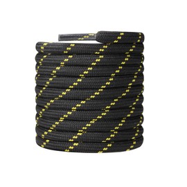CCSOFTIME Strong Work Boot Laces,Heavy Duty Boot Laces for Dewalt Hiking Walking Boots and Trainers,4mm Replacement Thick Round Shoelaces for Womens Mens Kids(Black Yellow-1 Pair-90cm)