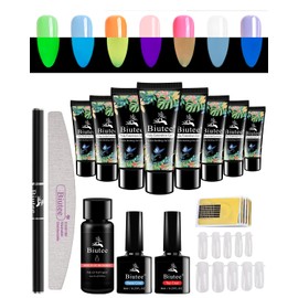 Biutee Poly Nail Gel Set, Length Gel Nails, 7 Colors, 7 Color Set, Luminous Gel, LED Light, Nail Gel Set