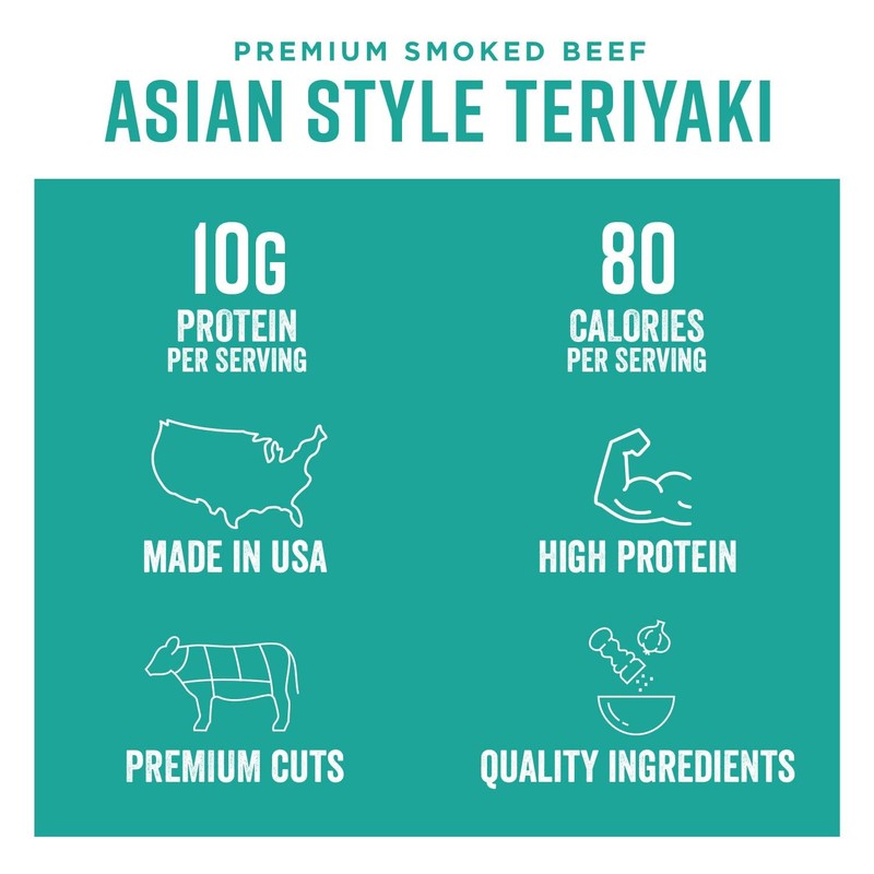 Chef's Cut Beef Jerky, Teriyaki, High Protein Meat Snack, 10g